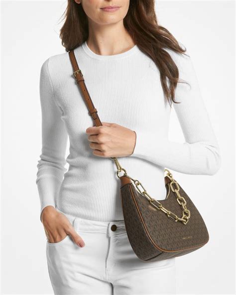 michael kors cora large zip pochette|Michael Kors Cora Large Zip Pouchette Chain Shoulder .